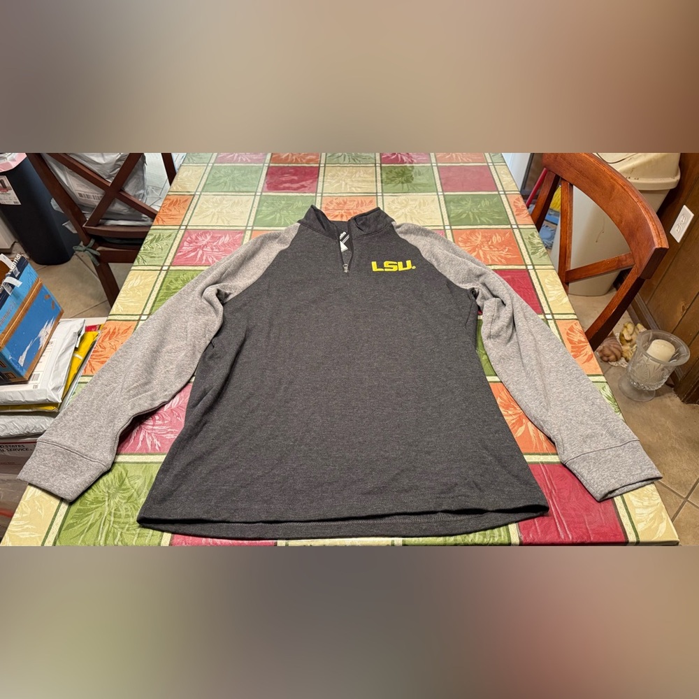 Large LSU Tigers Sweatshirt Louisiana State University Pullover Quarter 1/4 Zip